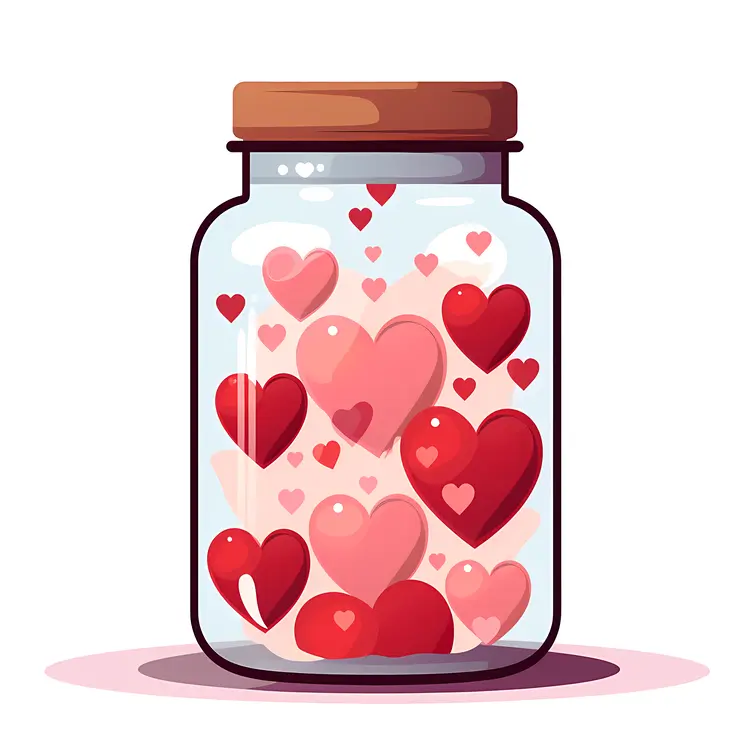 Lovely Hearts in a Jar Illustration