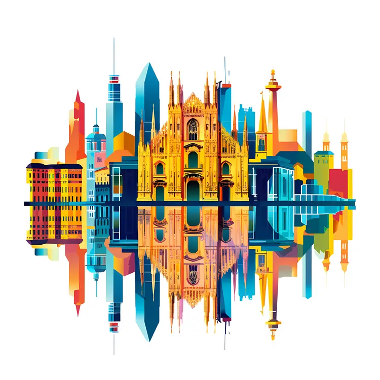 Colorful Milan Cathedral Reflection