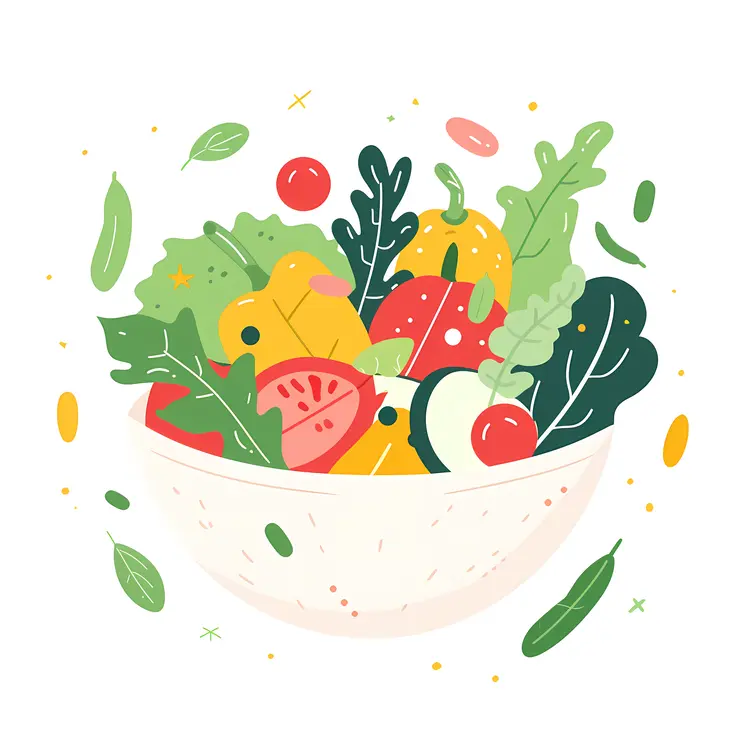 Bowl of Vegetables Illustration