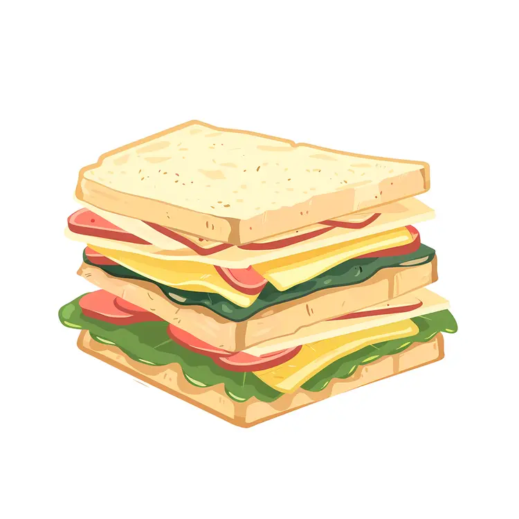 Layered Sandwich with Lettuce and Tomato