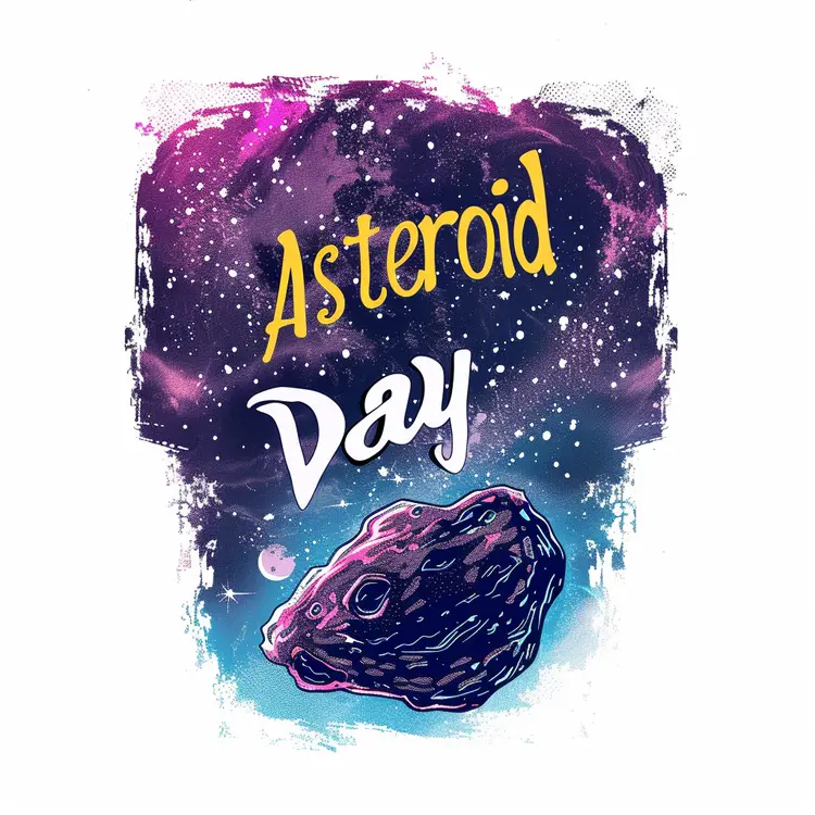 Asteroid Day Stamp with Colorful Background