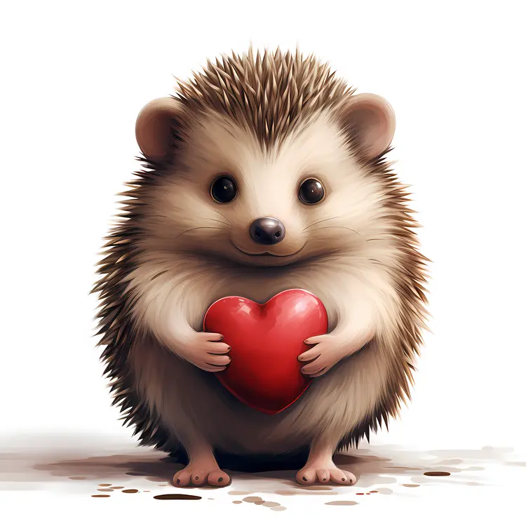 Adorable Hedgehog Holding a Heart