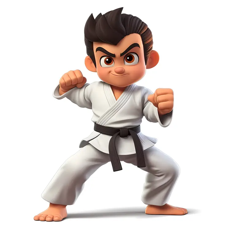 Strong Karate Kid in White Gi