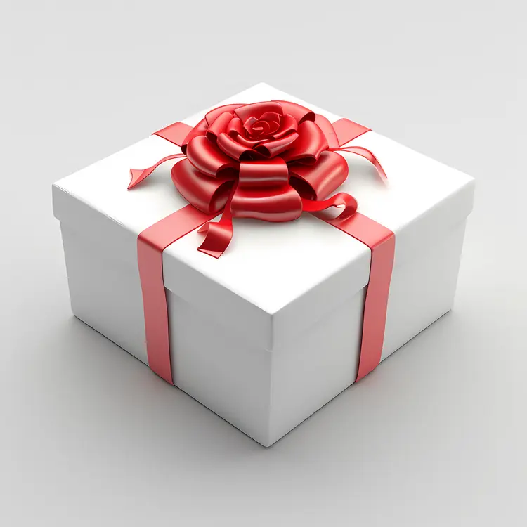 White Gift Box with Red Ribbon