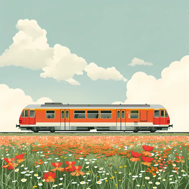 Train in a Field of Flowers