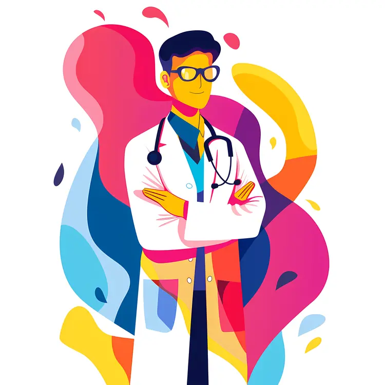 Colorful Doctor Illustration with Stethoscope