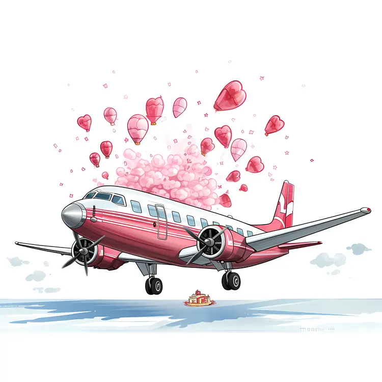 Pink Airplane with Hearts