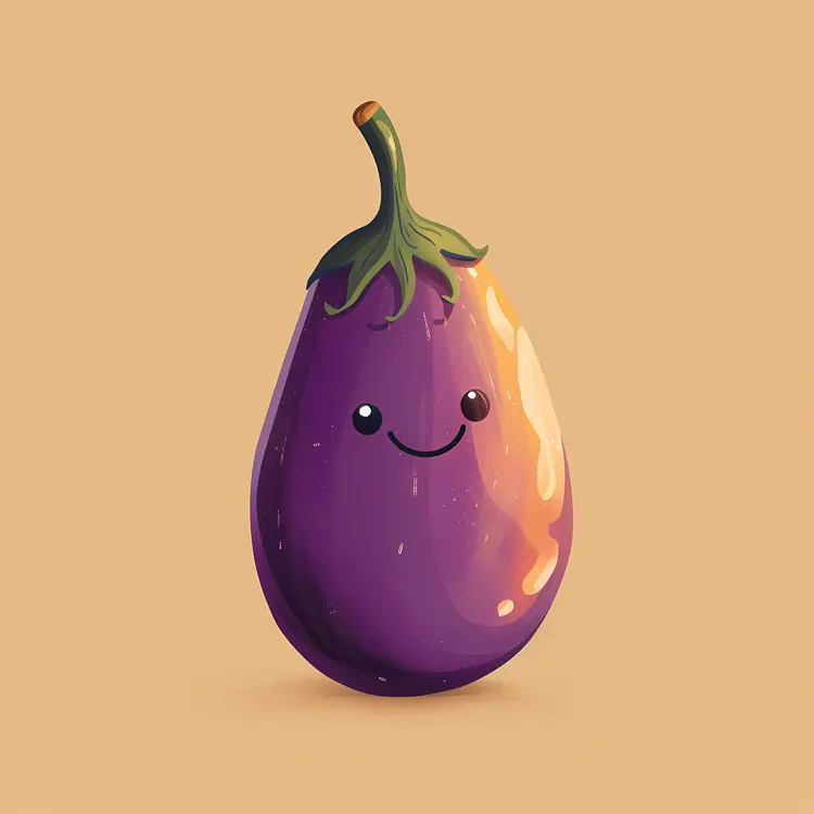 Happy Eggplant with Shiny Surface