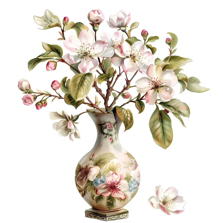 Delicate Blossoms in Decorative Vase