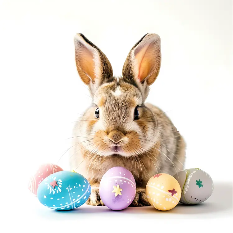 Cute Rabbit with Easter Eggs