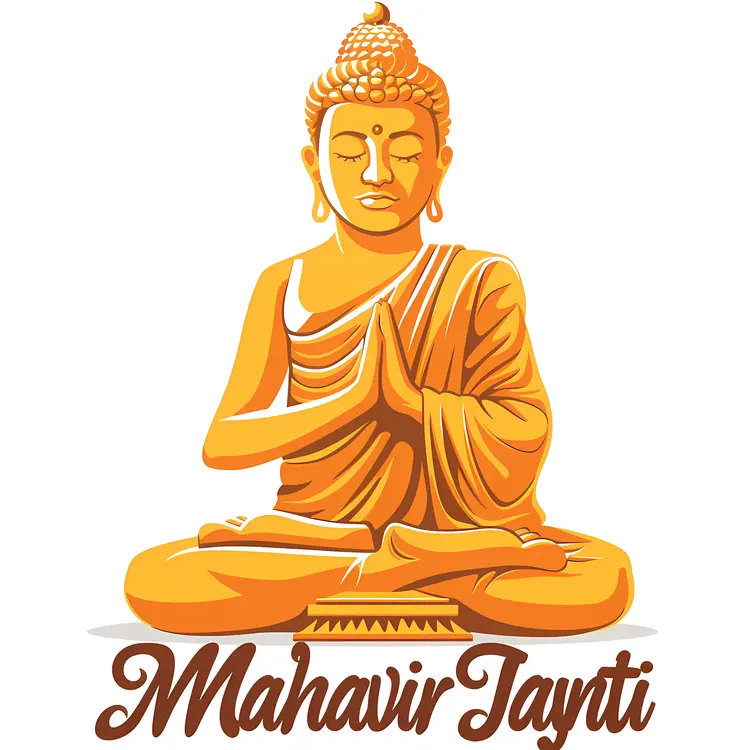 Golden Buddha Statue in Prayer for Mahavir Jayanti