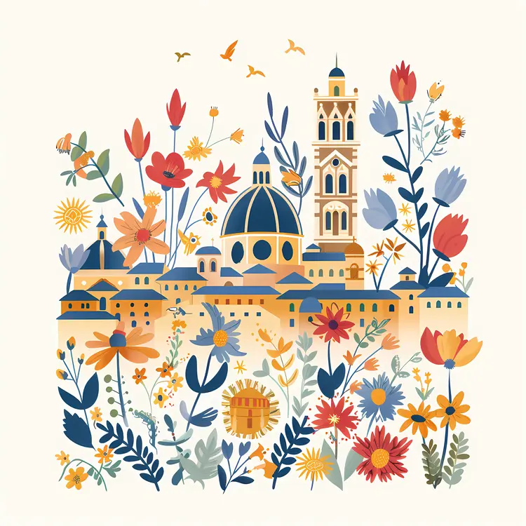 Cityscape with Flowers