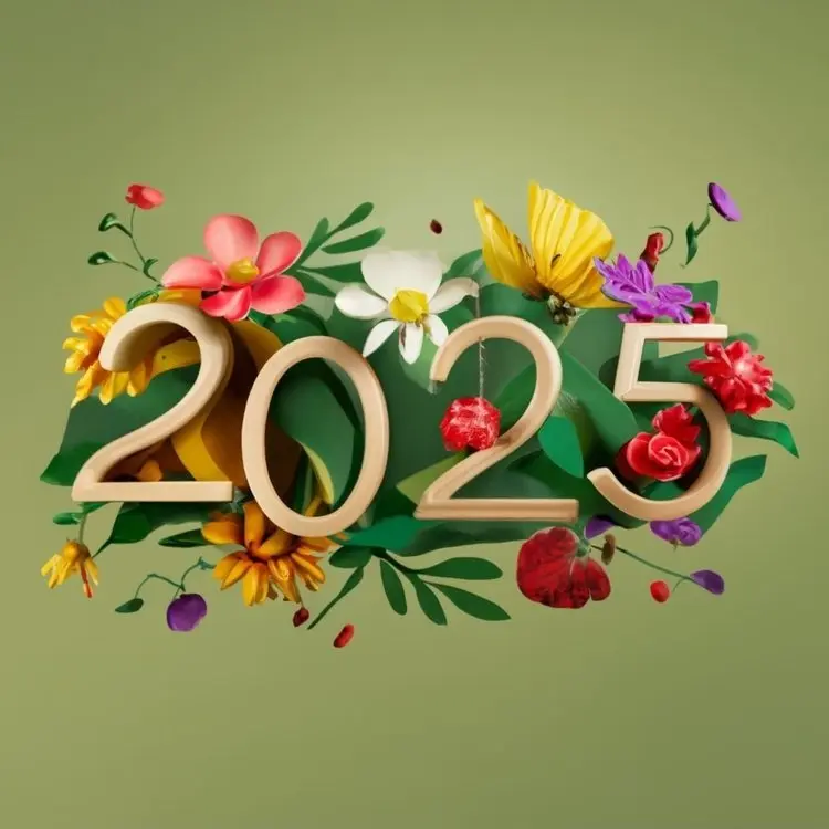 2025 New Year with Floral Decorations