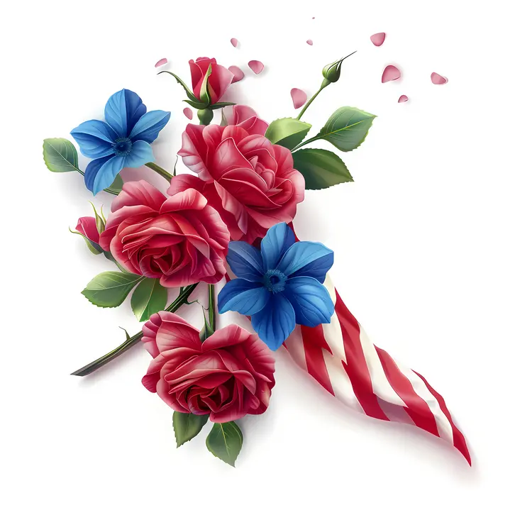 Patriotic Floral Decoration with Ribbon