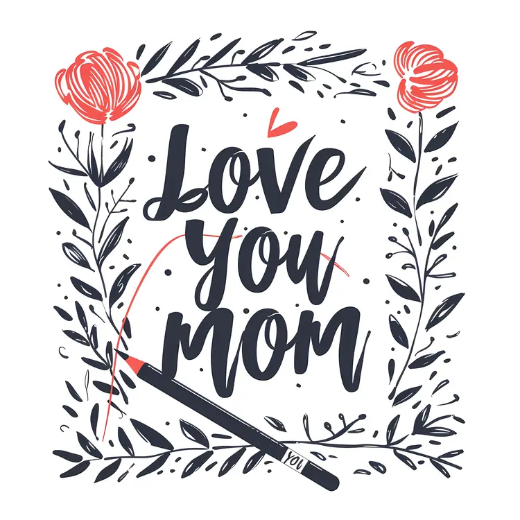 Love You Mom Floral Greeting Card