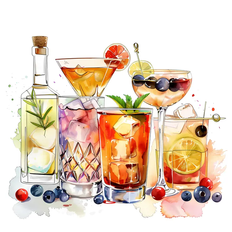 Assorted Cocktails with Fruits