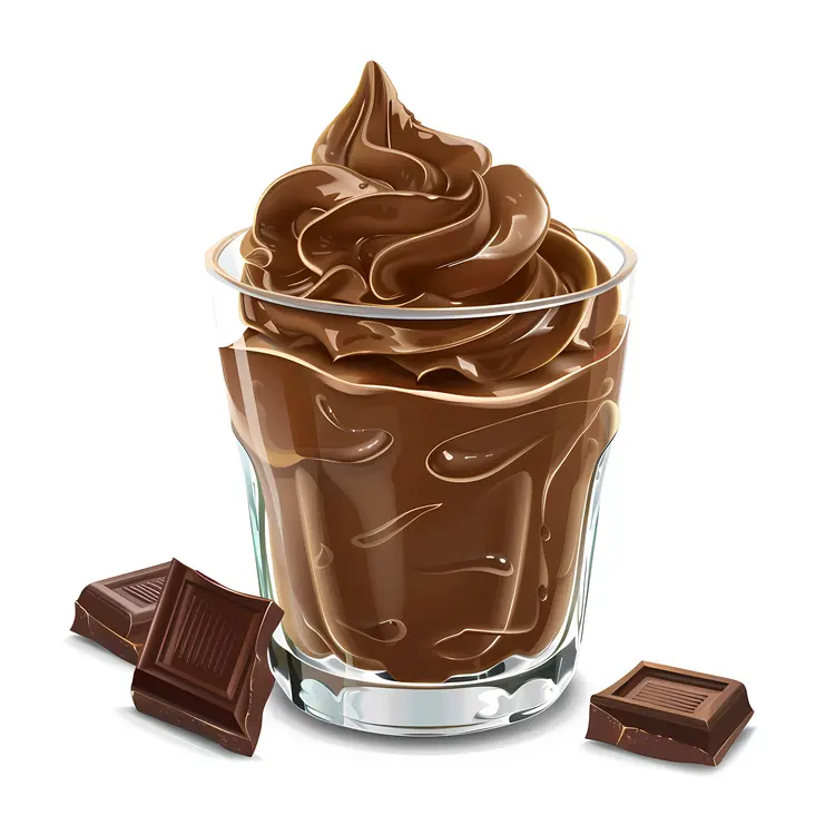 Chocolate Dessert in a Glass with Chocolate Pieces