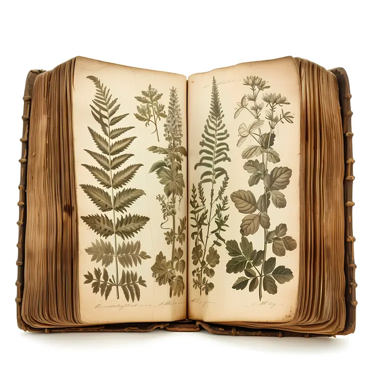 Botanical Book with Plant Illustrations