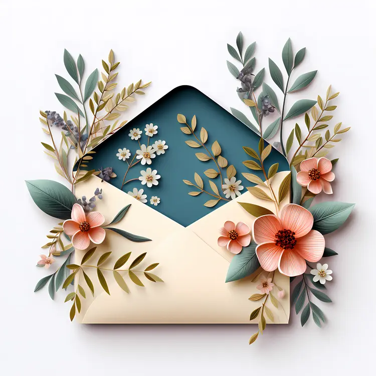 Pink and Peach Flowers in Envelope