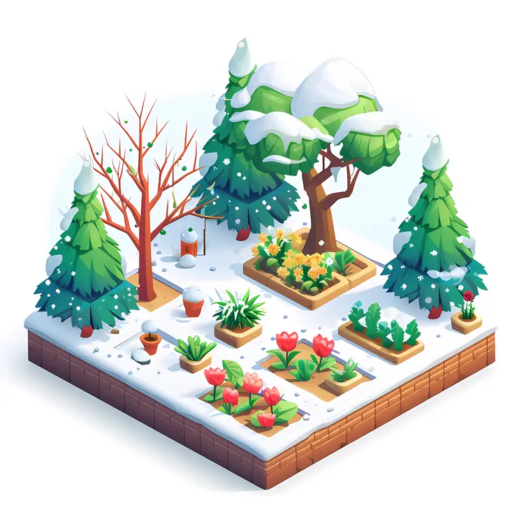 Winter Garden with Snow