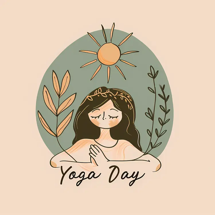Yoga Day Illustration with Woman and Sun