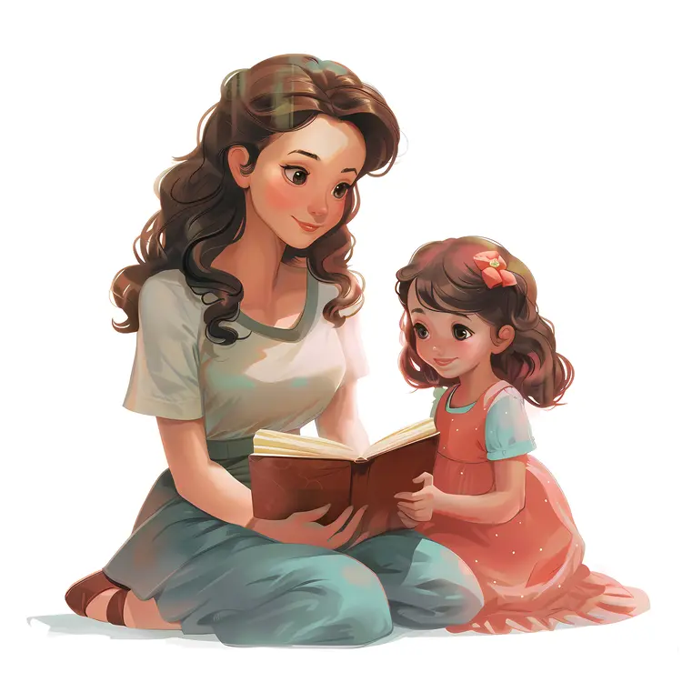 Mother and Child Reading a Book