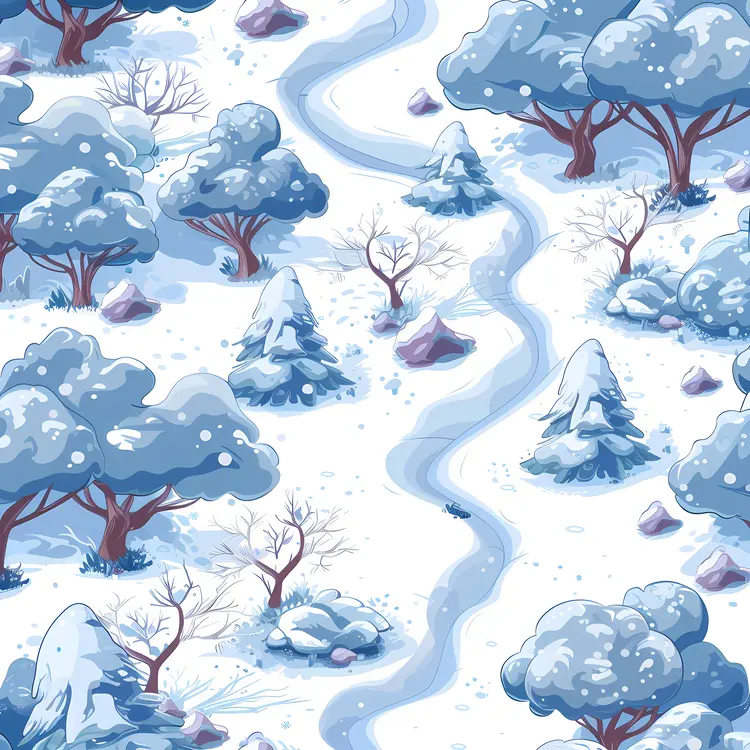 Snowy Landscape with Trees