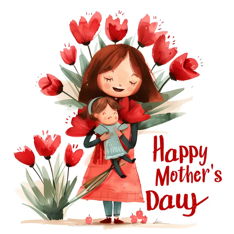 Happy Mother's Day with Tulip Flowers
