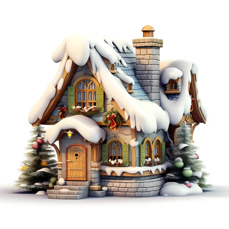 Snow-Covered Fairy Tale House