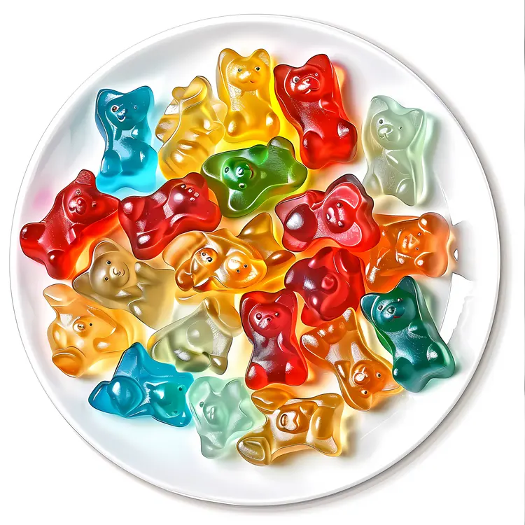 Assorted Gummy Bears on Plate