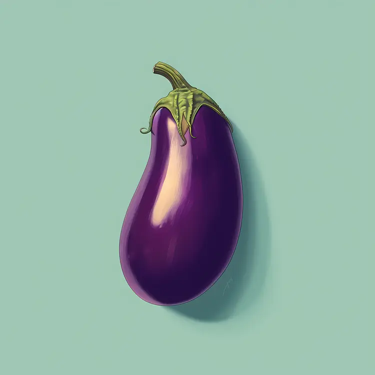Purple Eggplant with Green Stem