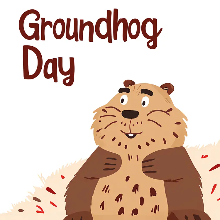 Cute Groundhog Cartoon Illustration for Groundhog Day