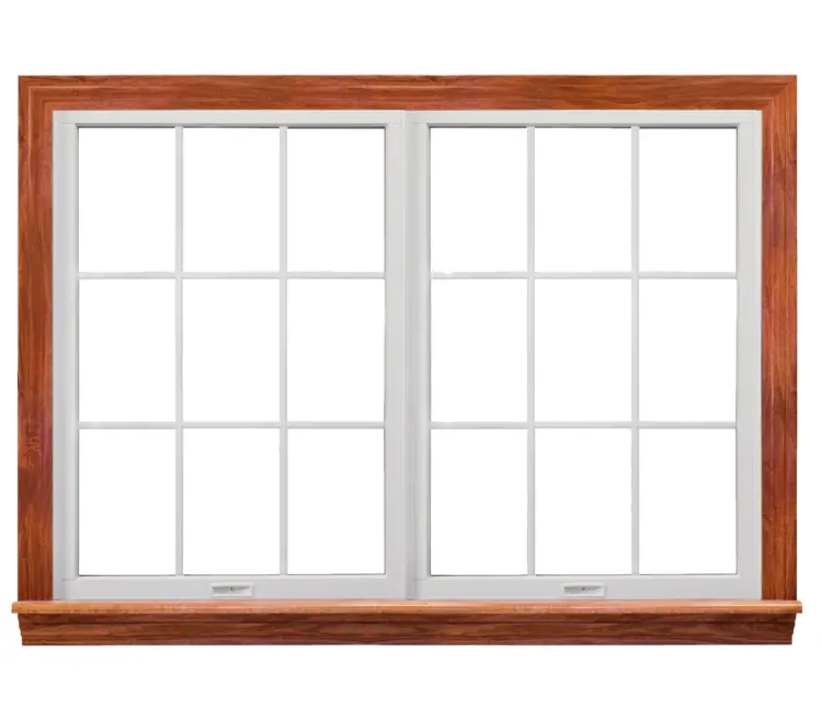 Closed Window with Wooden Frame