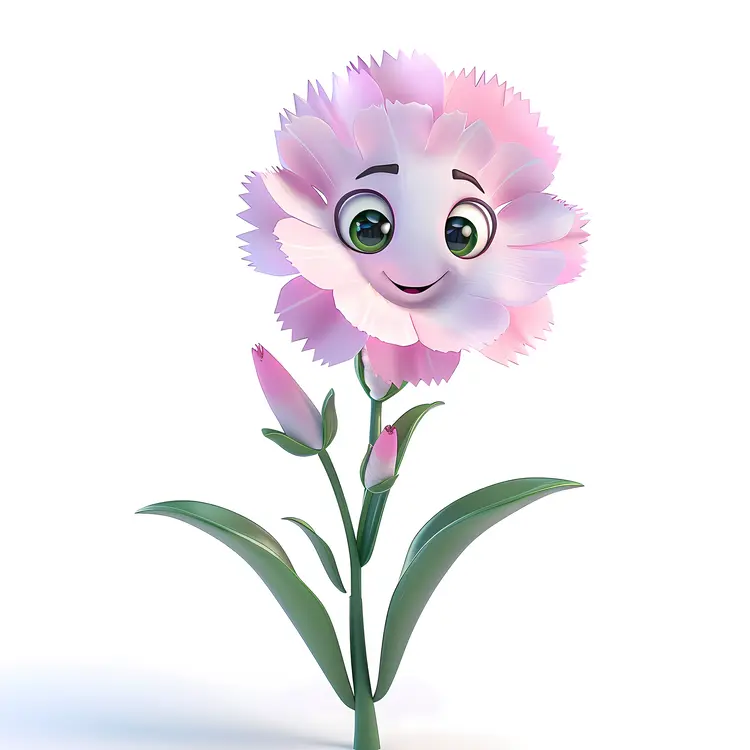 Happy Pink Cartoon Carnation Flower