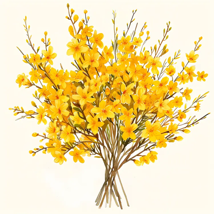 Yellow Flowers Blooming Illustration