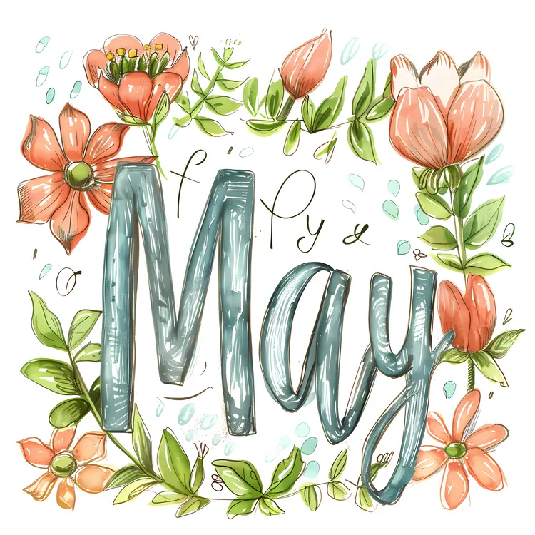 May with Hand-drawn Flowers