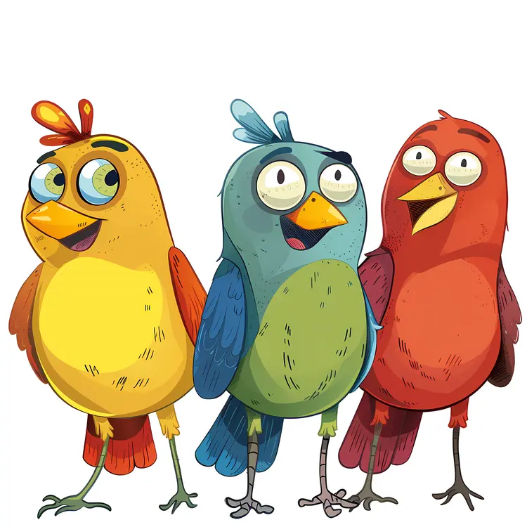 Group of Cartoon Birds