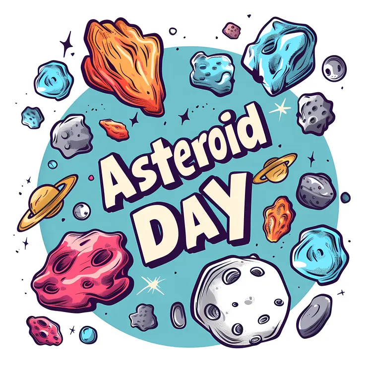 Asteroid Day Cartoon Illustration