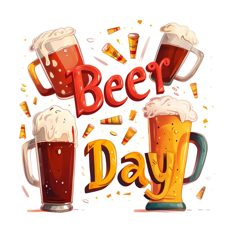 Four Beer Glasses with Foam