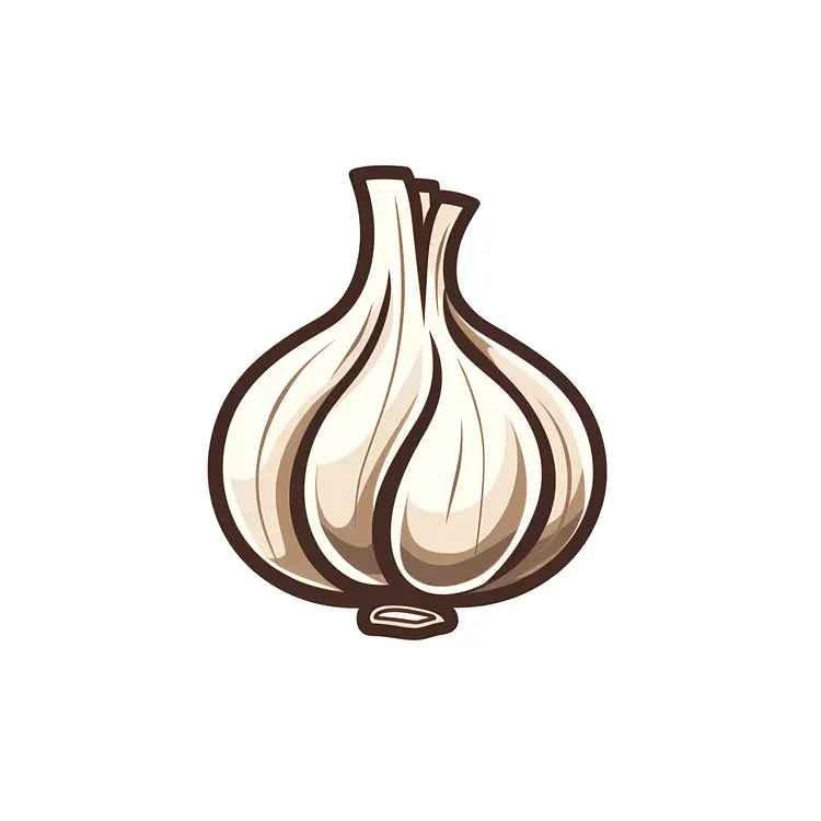 Cartoon Garlic Bulb with Stems