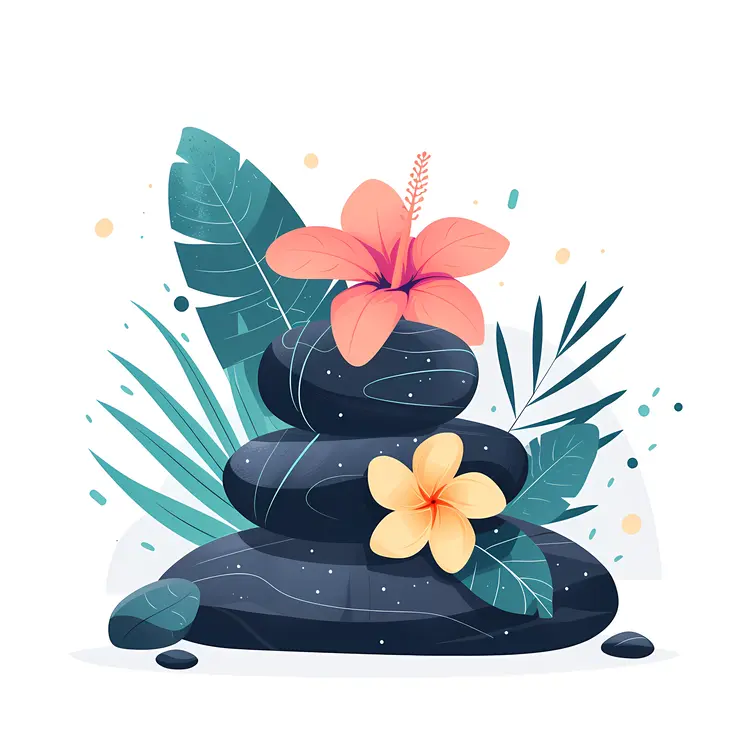 Zen Stacked Stones with Floral Accents