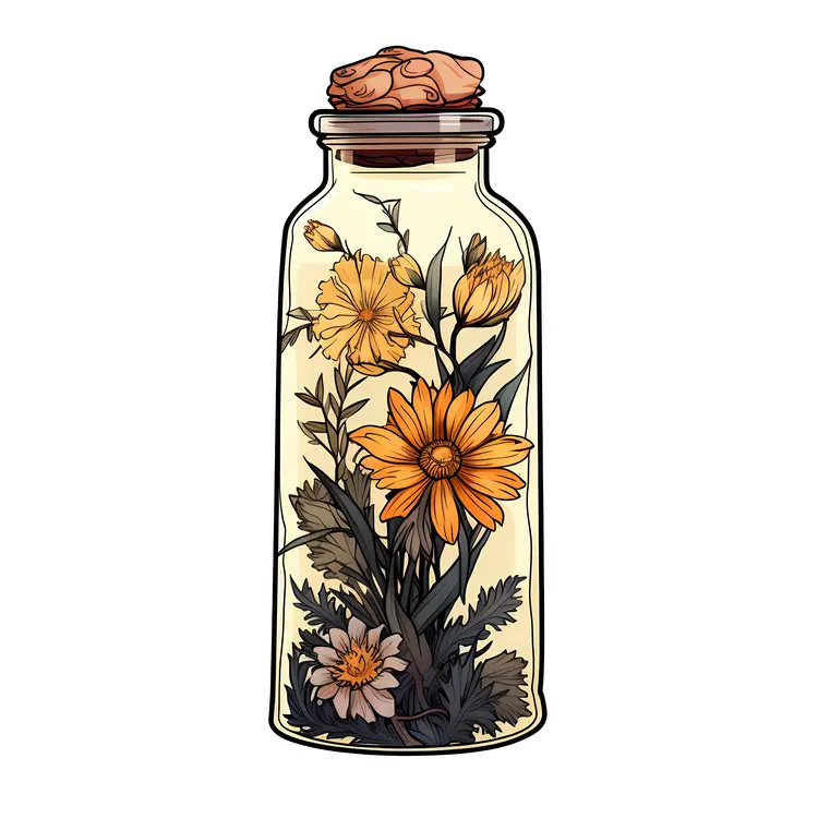 Beautiful Flower Bottle Illustration