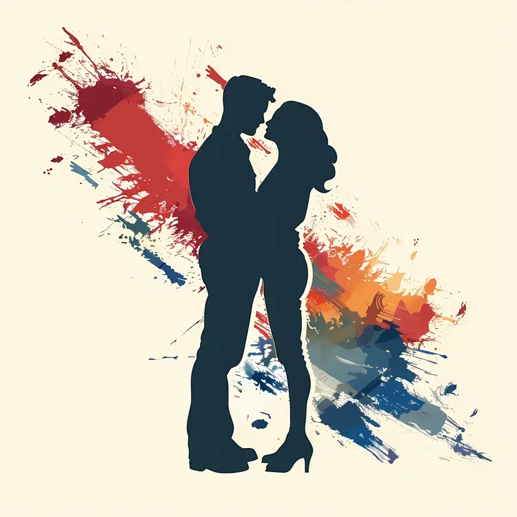 Artistic Silhouette of a Couple in Love