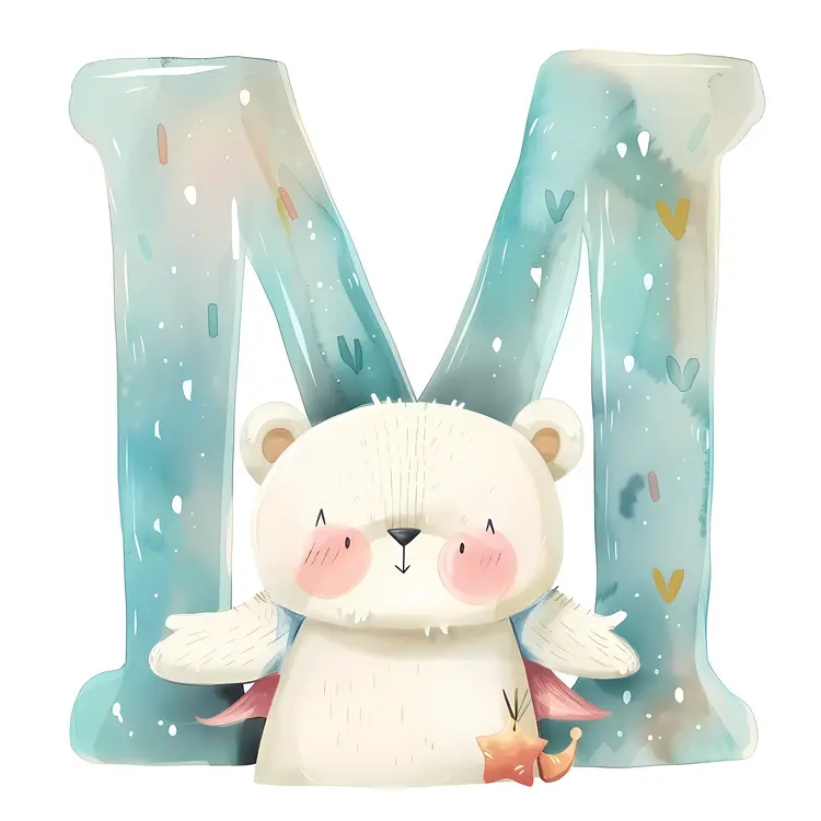 Cute Bear in Letter M Illustration