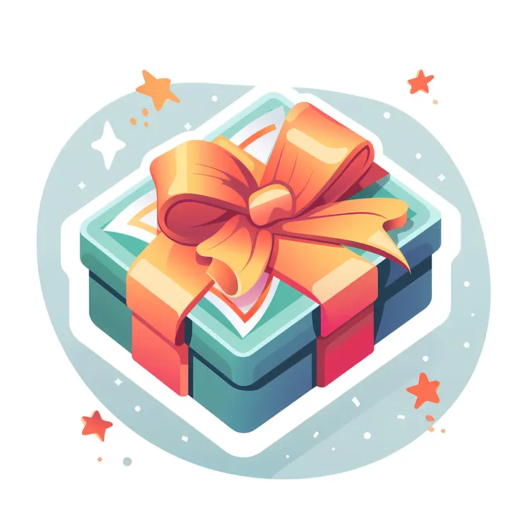 Illustrated Gift Box with Ribbon