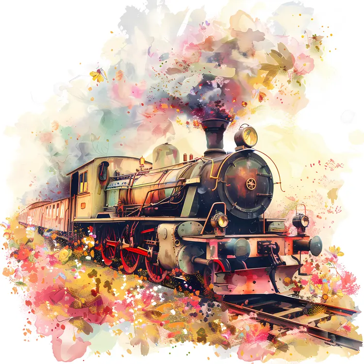 Vintage Steam Train with Smoke