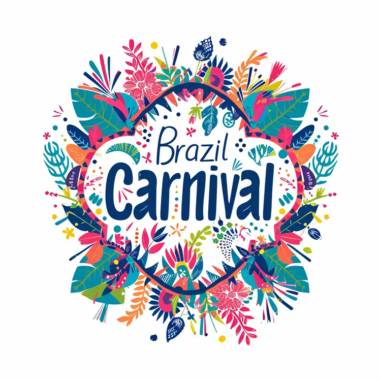 Vibrant Tropical Leaves and Flowers for Brazil Carnival