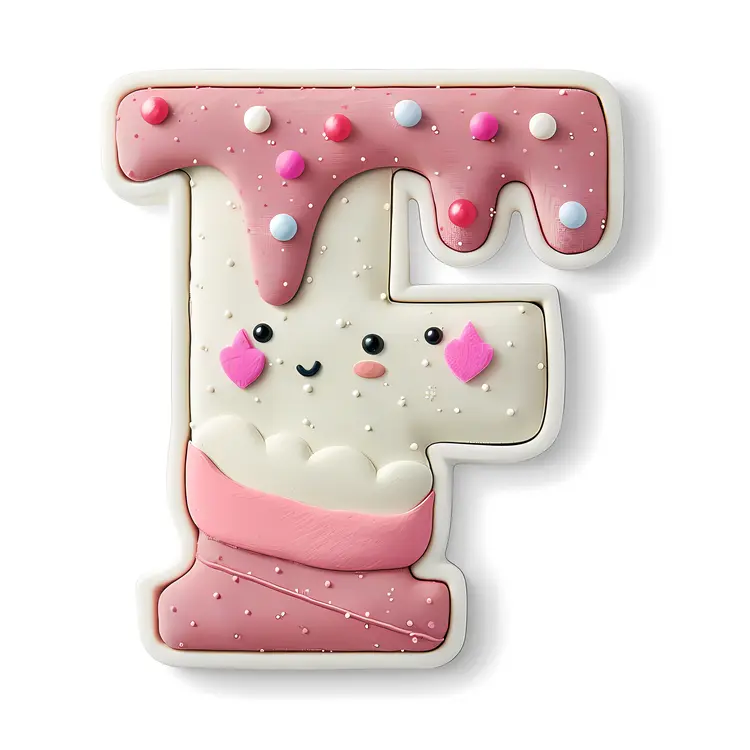 Cute Pink Letter F with Icing