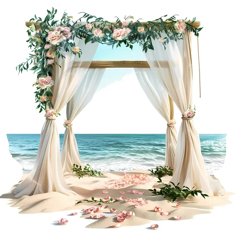 Romantic Beach Wedding Arch with Flowers