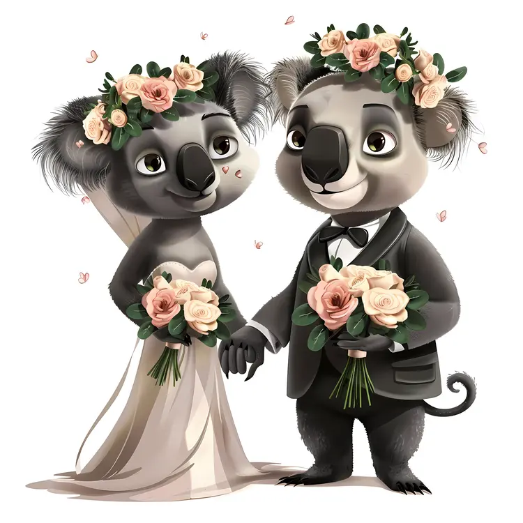 Koalas in Wedding Attire